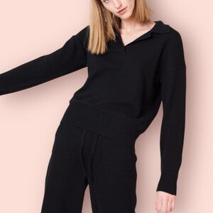 LE BON SHOPPE Nanette Open Collar Sweater in Ebony